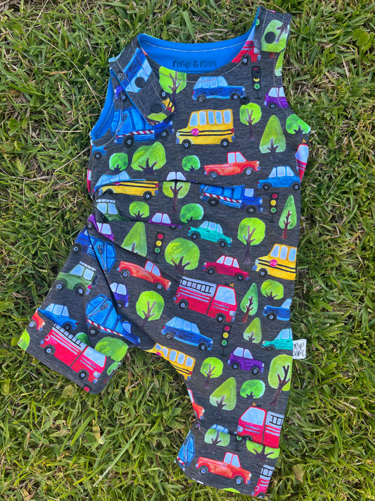 3M-12M Romperalls Shorts ; Traffics