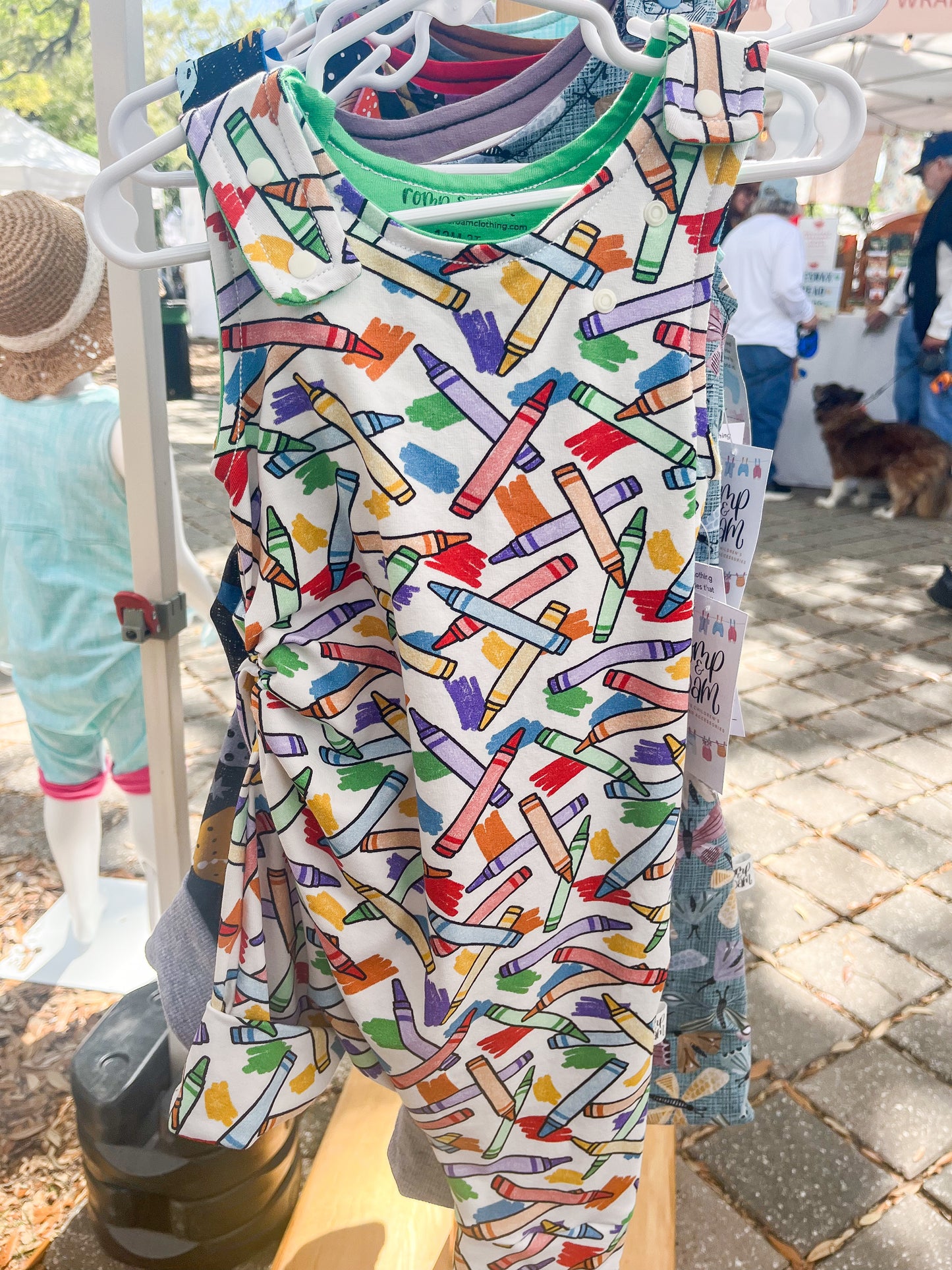 12M-3T Romperalls Shorts ; Crayons