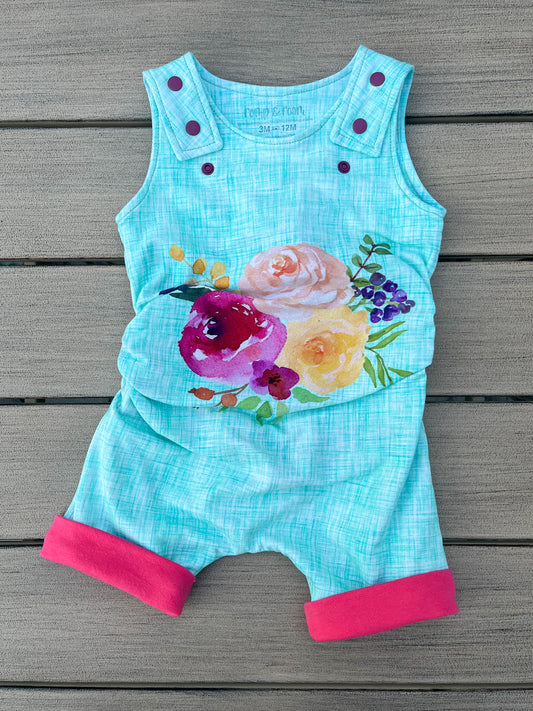 3T-6Y Romperall Shorts ; Summer Florals