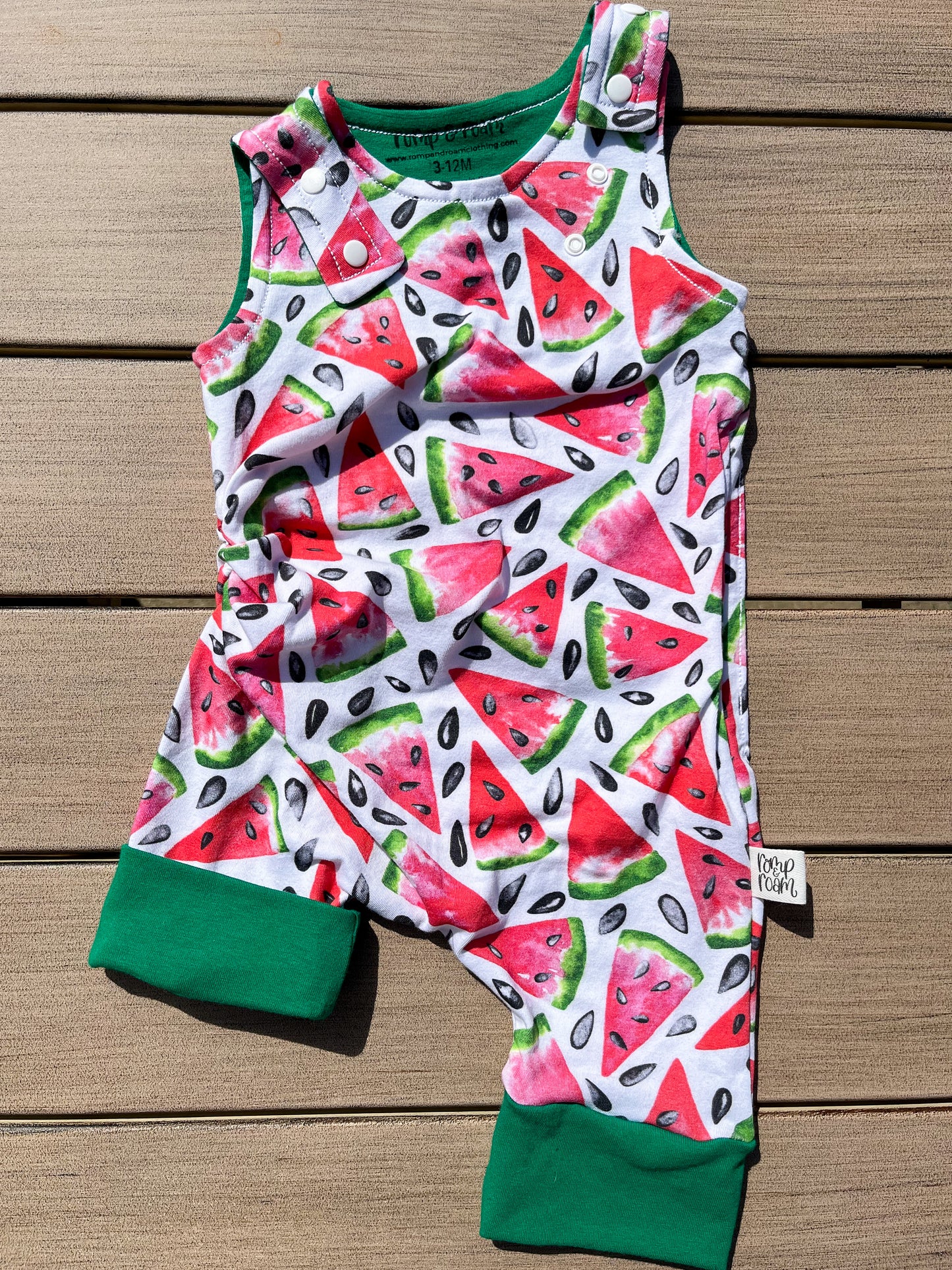 3M-12M Romperalls Shorts ; Watermelons