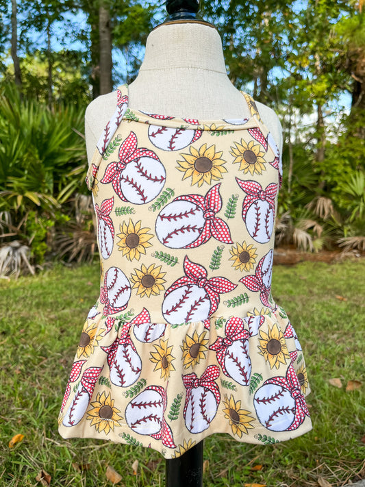 Baseball & Sunflower Summer Cami Peplum - Multiple Sizes