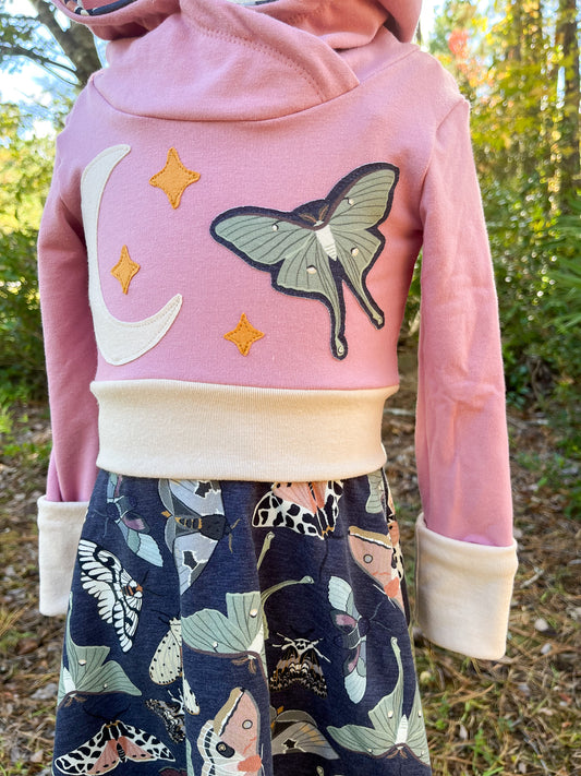 Grow-With-Me Cropped Hoodie / Moths