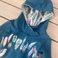 Grow-With-Me Hoodie / Feathers on Teal