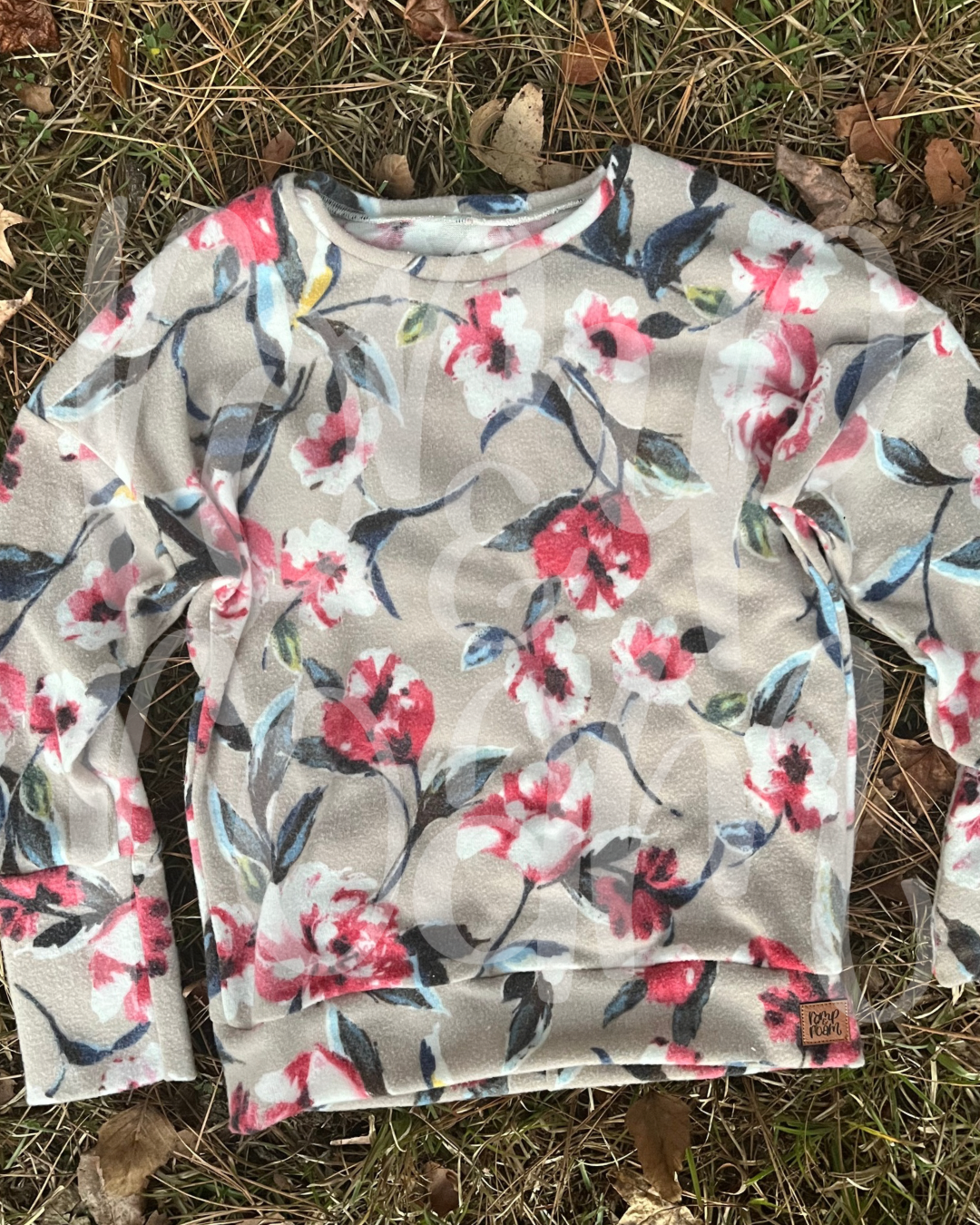 Grow-With-Me Oversized Sweater - Beige Florals