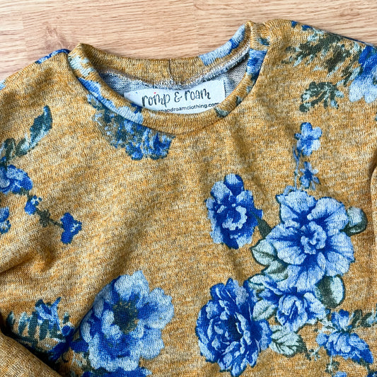 Grow-With-Me Oversized Sweater - Mustard Floral