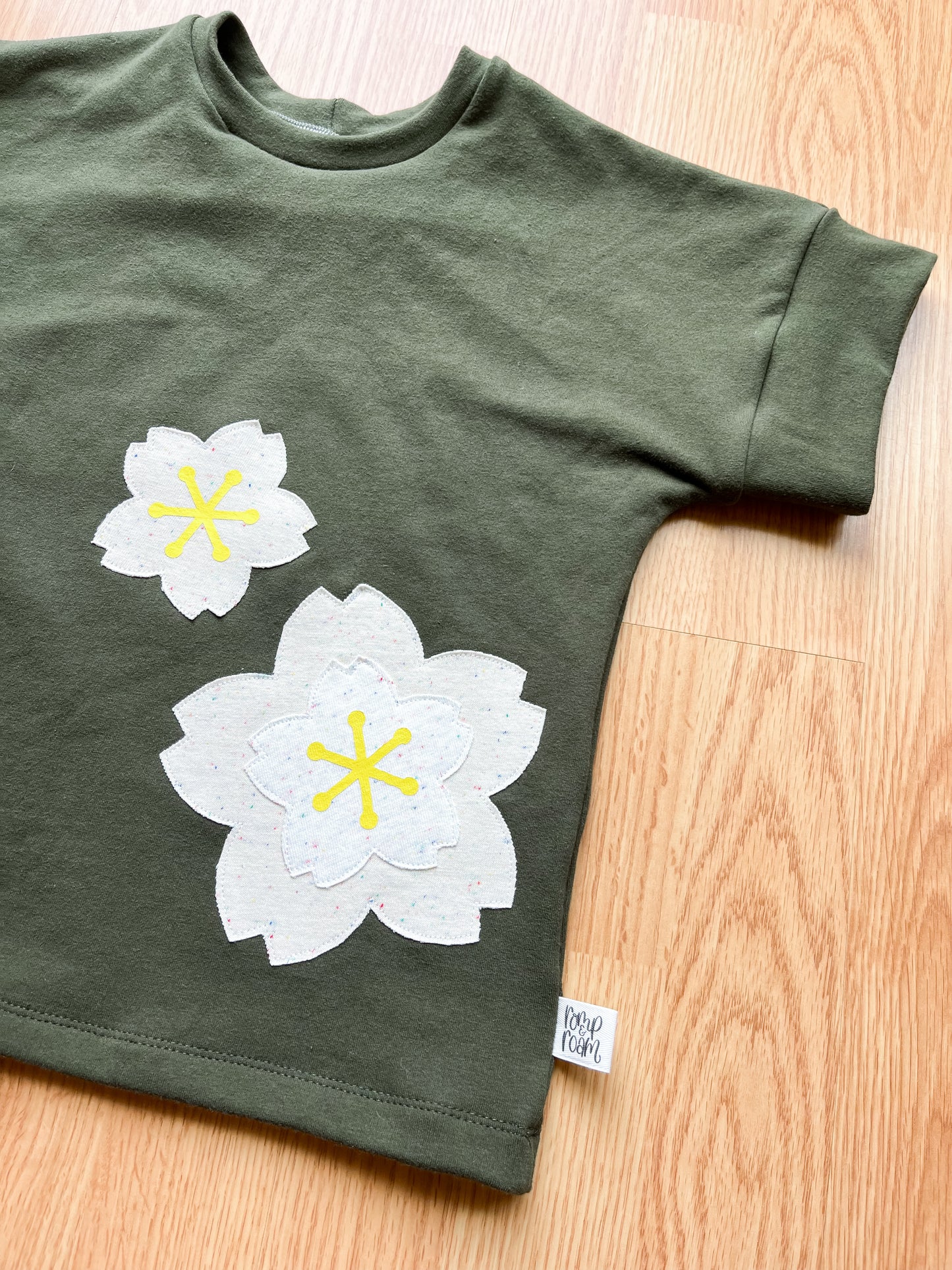 Grow-With-Me Dolman Tee - Army Green Blossoms