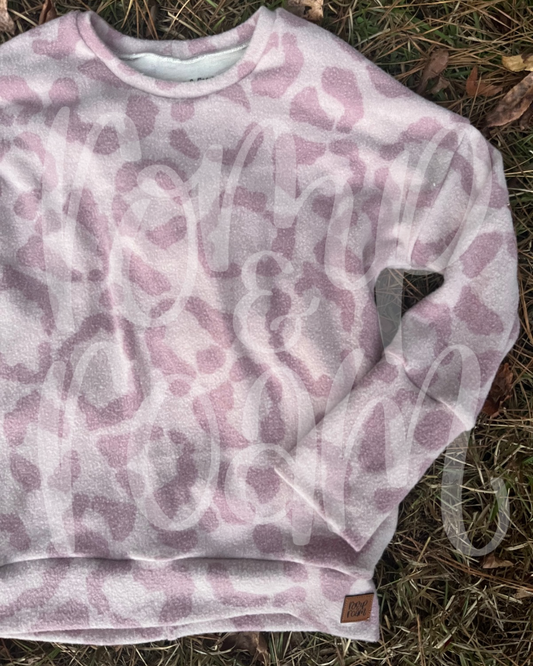 Grow-With-Me Oversized Sweater - Pink Leopard