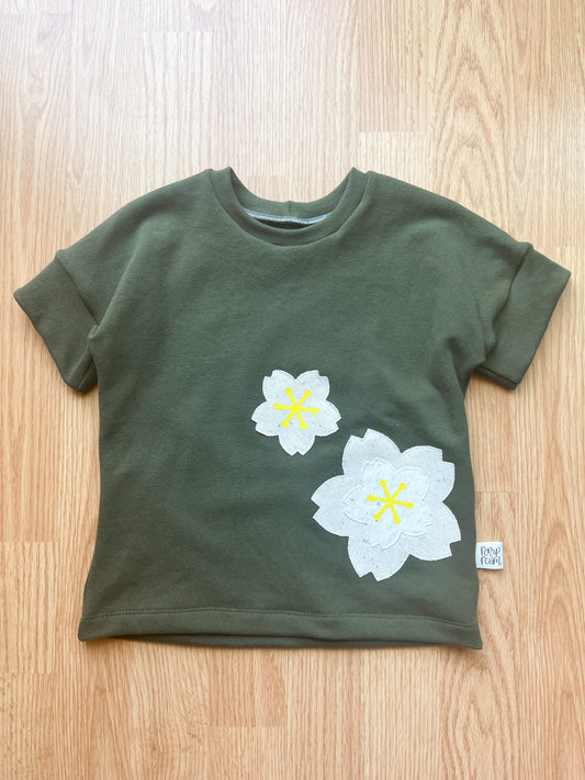 Grow-With-Me Dolman Tee - Army Green Blossoms