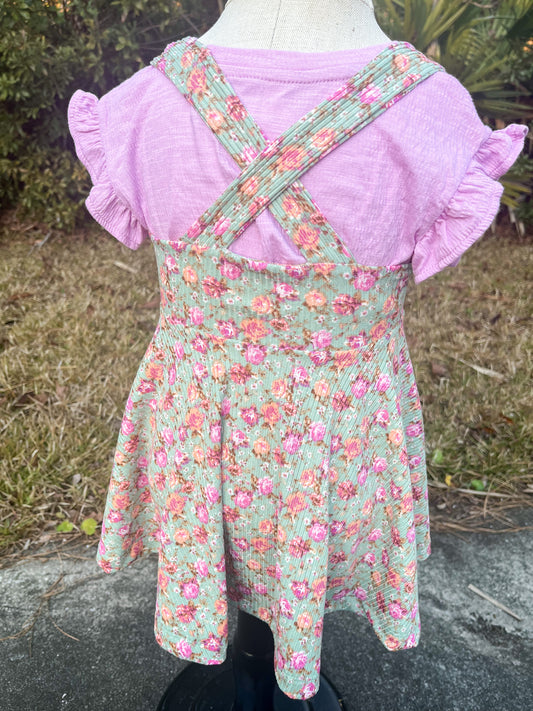 Garden Roses Pinafore Dress & Layering Shirt