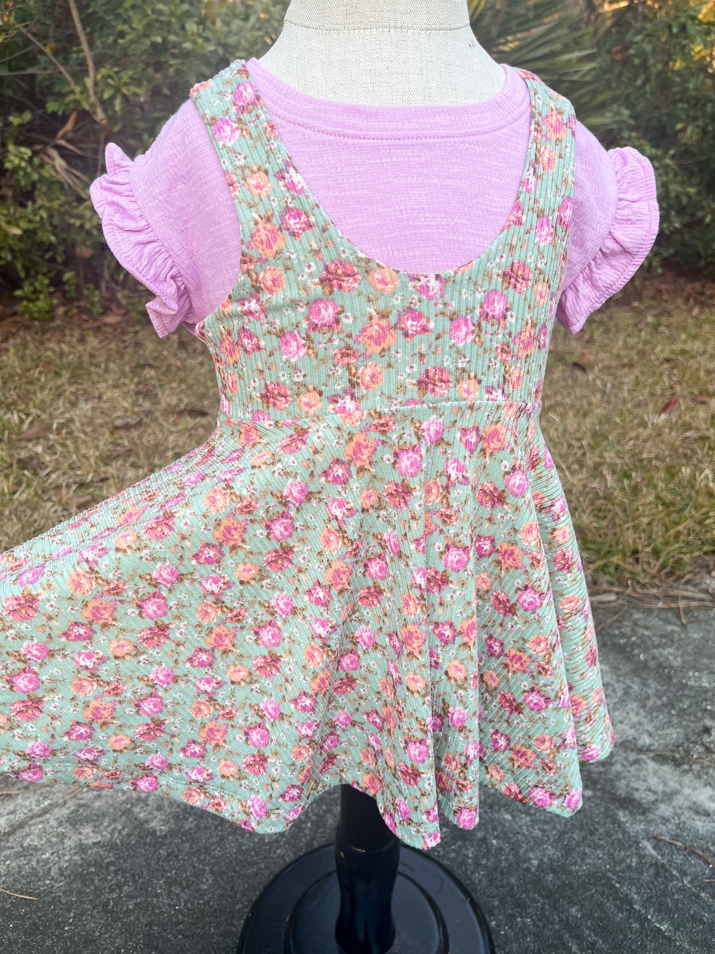 Garden Roses Pinafore Dress & Layering Shirt