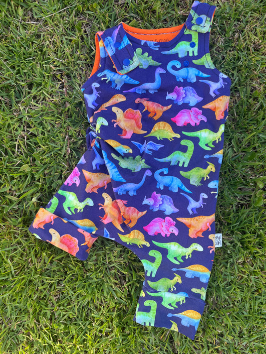3M-12M Romperalls Shorts ; Dinosaurs