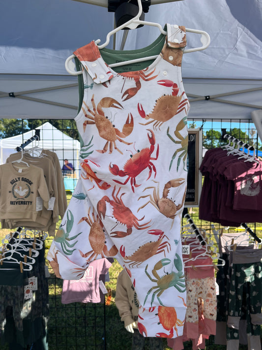 12M-3T Romperalls Shorts ; Crabs