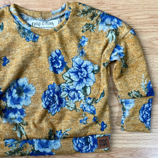 Grow-With-Me Oversized Sweater - Mustard Floral