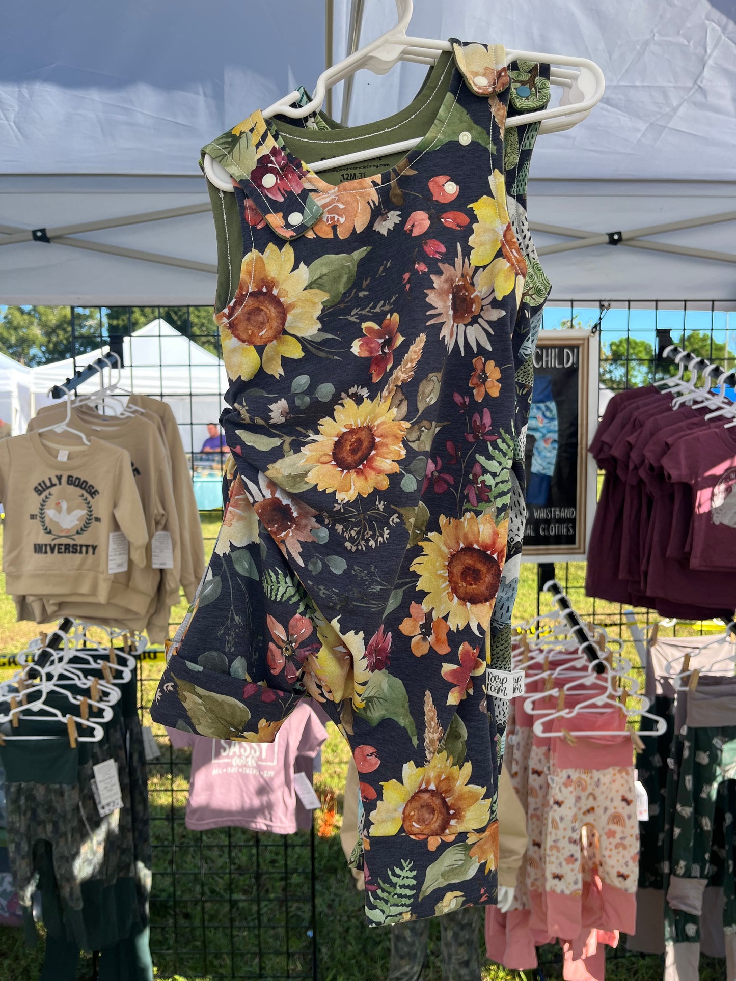 12M-3T Romperalls Shorts ; Sunflowers