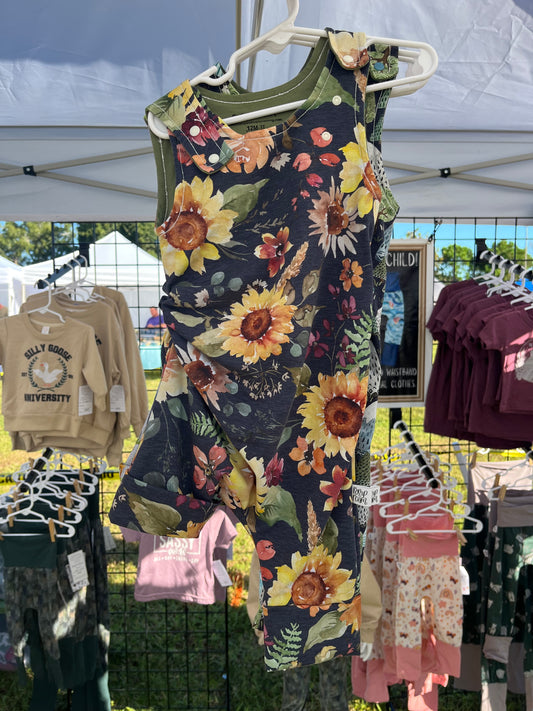 12M-3T Romperalls Shorts ; Sunflowers