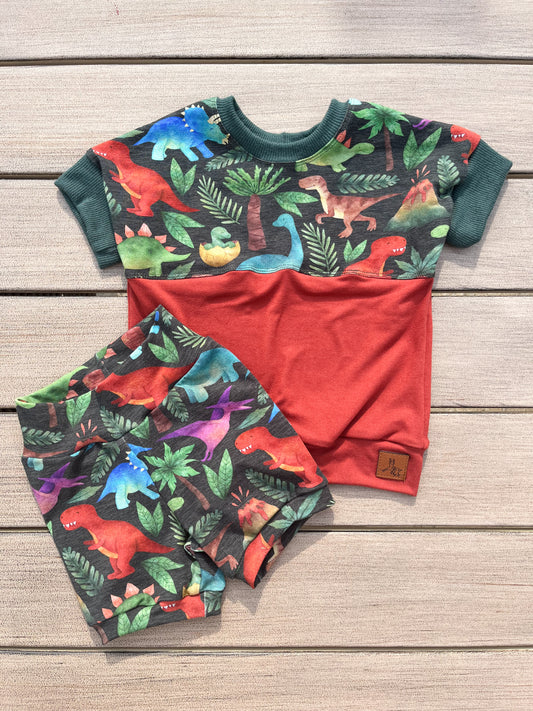 Grow-With-Me Dolman Tee & Shorts Set - Dinos