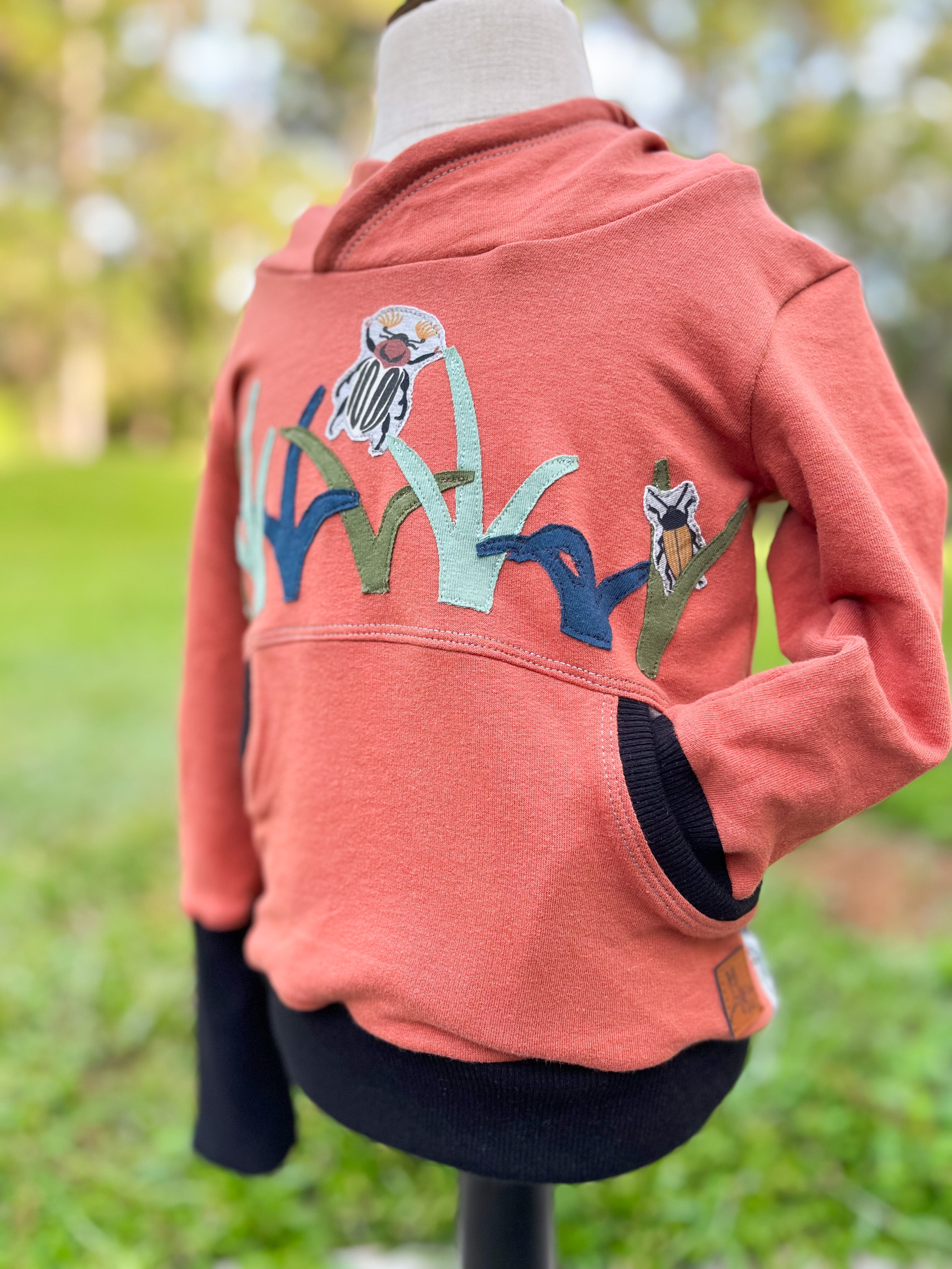 Grow-With-Me Hoodie / Feathers on Teal – Romp & Roam