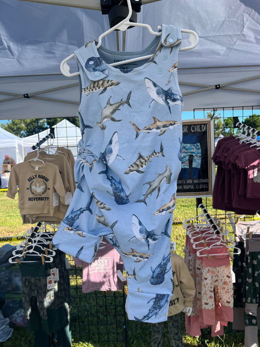 12M-3T Romperalls Shorts ; Sharks