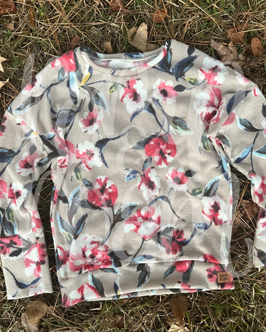 Grow-With-Me Oversized Sweater - Beige Florals