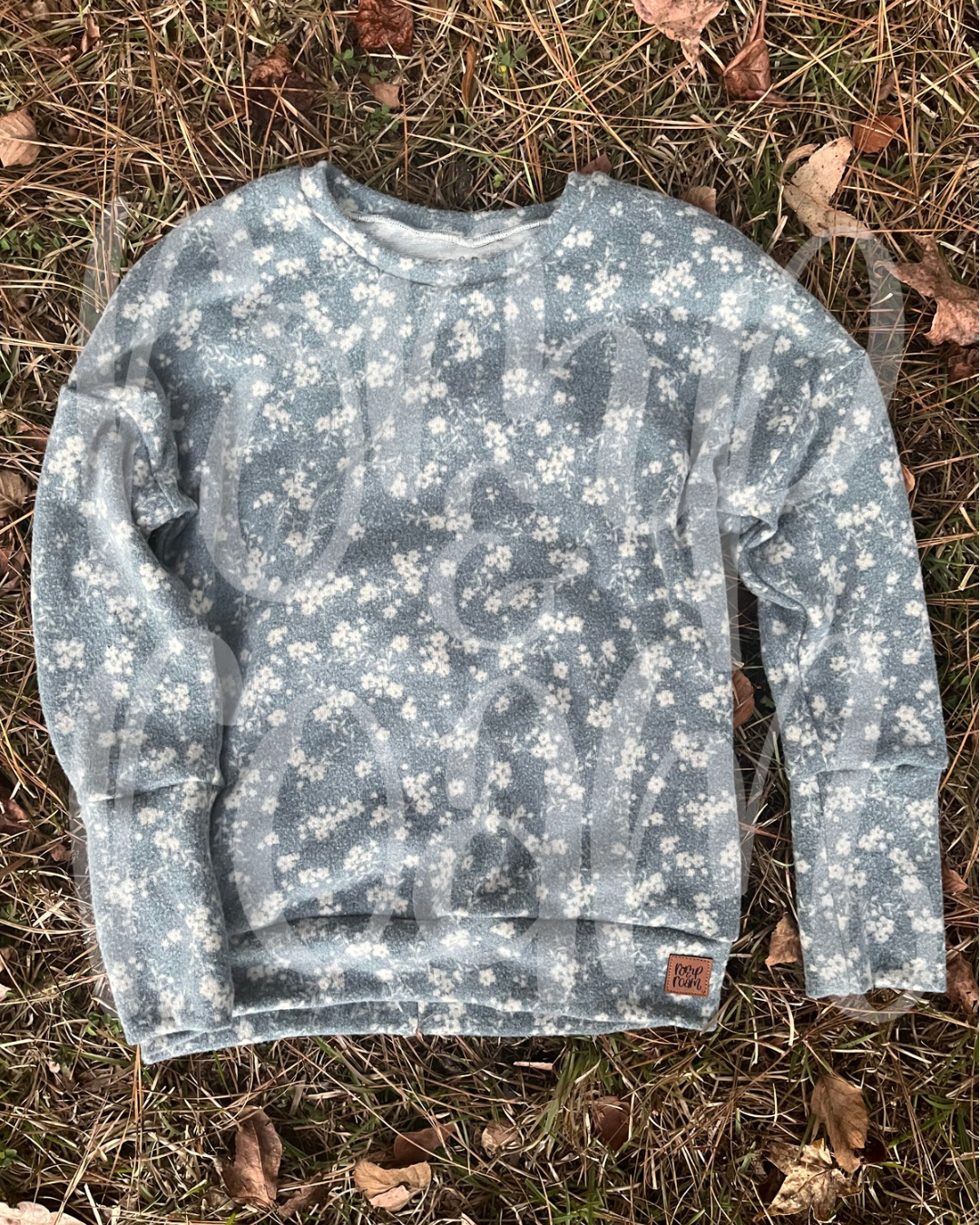 Grow-With-Me Oversized Sweater - Dusty Blue Florals