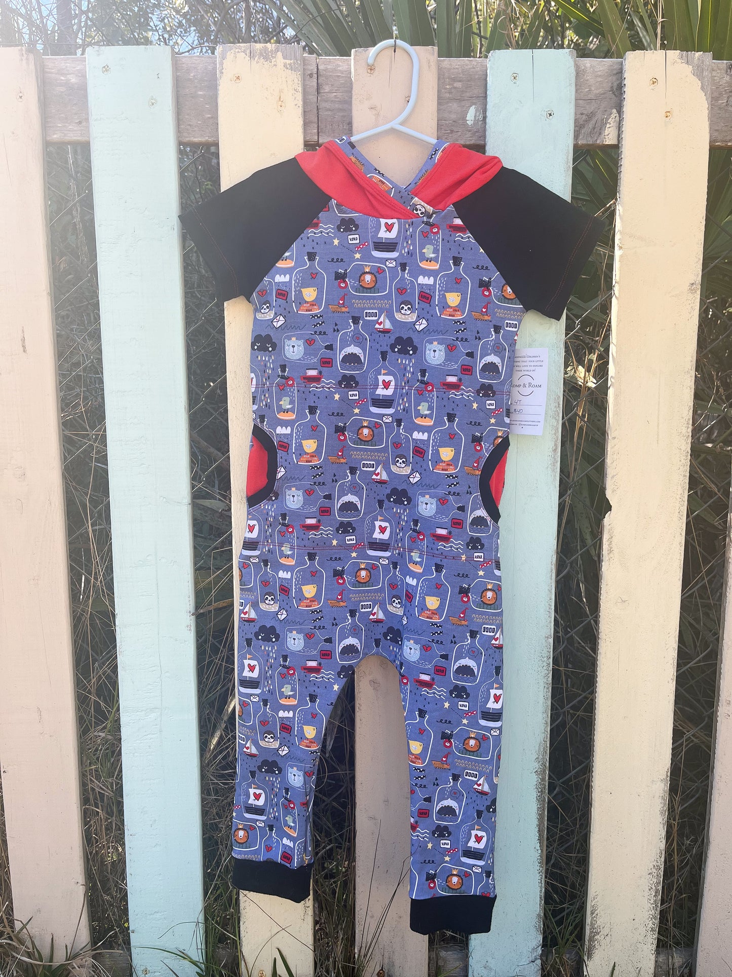 4T - Raglan Romper - Bottles