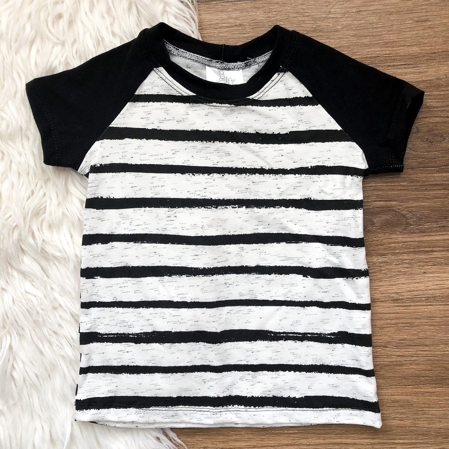 3T Raglan Tee - Black and White Stripes